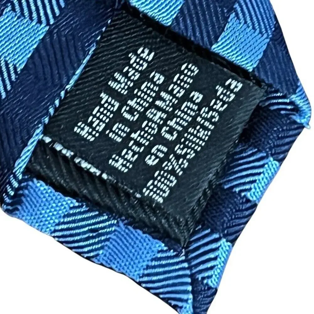 Ben Sherman Mens Hand Made 100% Silk Plaid Blue Navy Thin Skinny Neck Tie 2.75